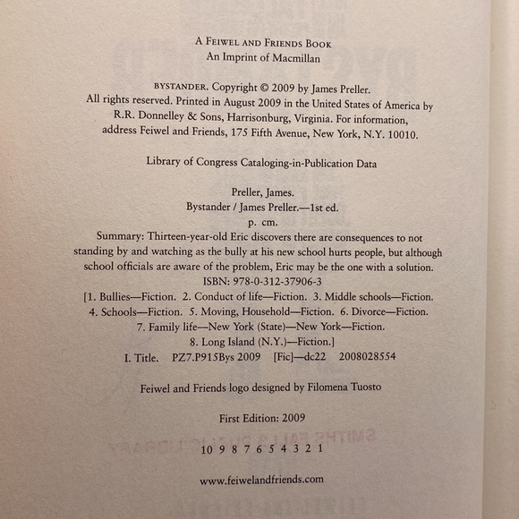 Bystander by James Preller First Edition Hardcover Youth-Teen Reading Age - Picture 8 of 13